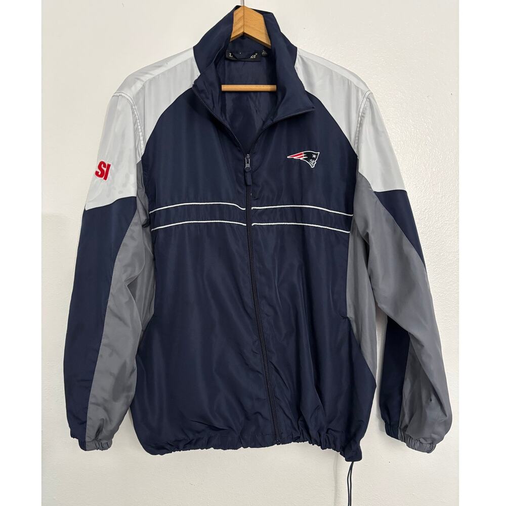 Dunbrooke Patriots Windbreaker Jacket Navy Solid Long Sleeve Men Size L